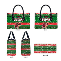 Sudan Christmas Leather Bag with Green Red Xmas Camel Snowflake and Coat of Arms - Wonder Print Shop