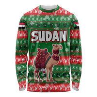 Sudan Christmas Long Sleeve Shirt with Green Red Xmas Camel Snowflake and Coat of Arms - Wonder Print Shop