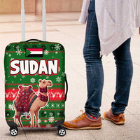 Sudan Christmas Luggage Cover with Green Red Xmas Camel Snowflake and Coat of Arms - Wonder Print Shop