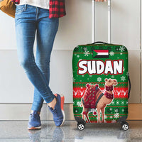 Sudan Christmas Luggage Cover with Green Red Xmas Camel Snowflake and Coat of Arms - Wonder Print Shop
