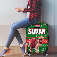 Sudan Christmas Luggage Cover with Green Red Xmas Camel Snowflake and Coat of Arms - Wonder Print Shop