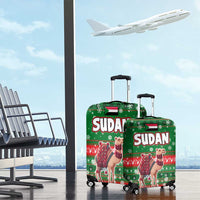 Sudan Christmas Luggage Cover with Green Red Xmas Camel Snowflake and Coat of Arms - Wonder Print Shop