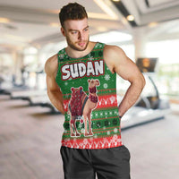 Sudan Christmas Men Tank Top with Green Red Xmas Camel Snowflake and Coat of Arms - Wonder Print Shop