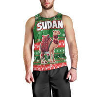 Sudan Christmas Men Tank Top with Green Red Xmas Camel Snowflake and Coat of Arms - Wonder Print Shop
