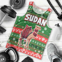 Sudan Christmas Men Tank Top with Green Red Xmas Camel Snowflake and Coat of Arms - Wonder Print Shop
