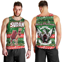Sudan Christmas Men Tank Top with Green Red Xmas Camel Snowflake and Coat of Arms - Wonder Print Shop