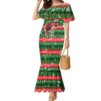 Sudan Christmas Mermaid Dress with Green Red Xmas Camel Snowflake and Coat of Arms - Wonder Print Shop