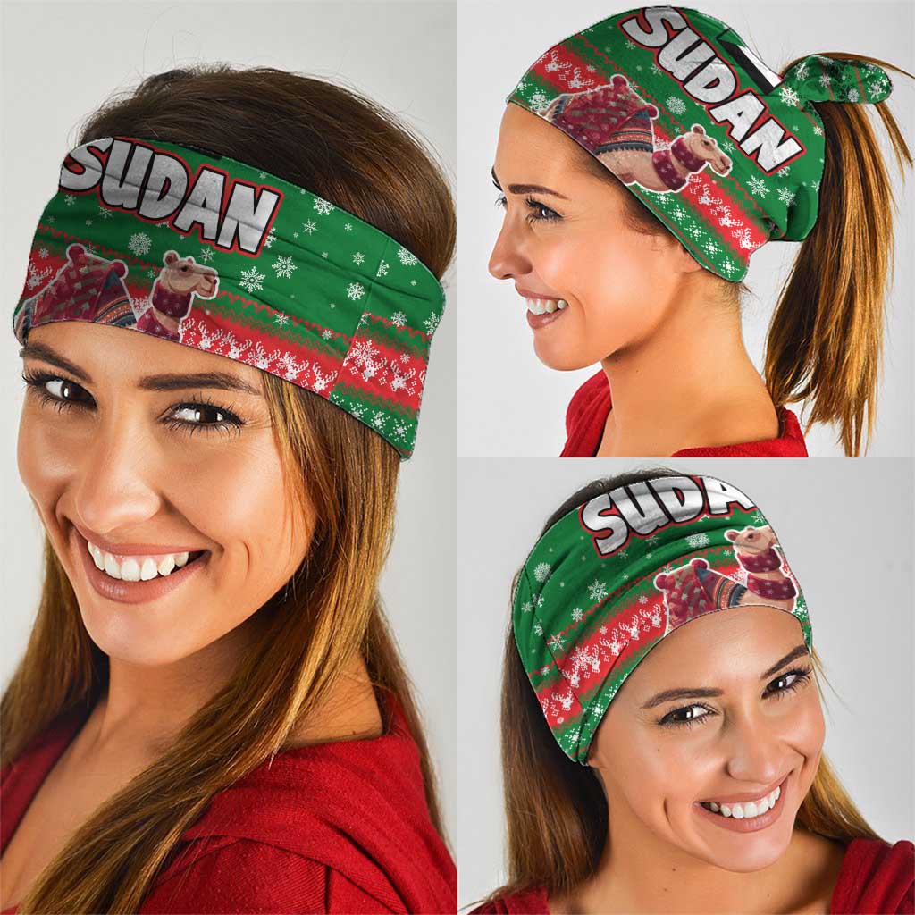Sudan Christmas Neck Gaiter with Green Red Xmas Camel Snowflake and Coat of Arms - Wonder Print Shop