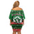 Sudan Christmas Off Shoulder Short Dress with Green Red Xmas Camel Snowflake and Coat of Arms - Wonder Print Shop