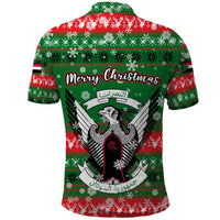 Sudan Christmas Polo Shirt with Green Red Xmas Camel Snowflake and Coat of Arms - Wonder Print Shop