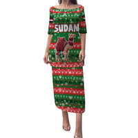 Sudan Christmas Puletasi with Green Red Xmas Camel Snowflake and Coat of Arms - Wonder Print Shop