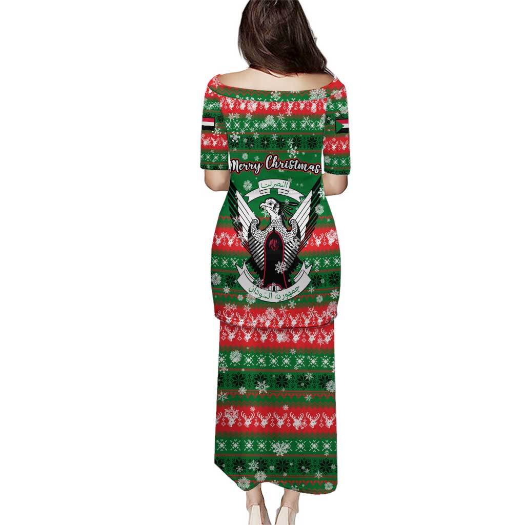 Sudan Christmas Puletasi with Green Red Xmas Camel Snowflake and Coat of Arms - Wonder Print Shop