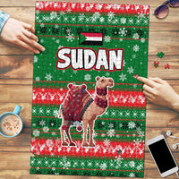 Sudan Christmas Puzzle with Green Red Xmas Camel Snowflake and Coat of Arms - Wonder Print Shop