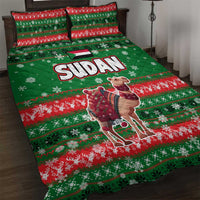 Sudan Christmas Quilt Bed Set with Green Red Xmas Camel Snowflake and Coat of Arms - Wonder Print Shop