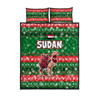 Sudan Christmas Quilt Bed Set with Green Red Xmas Camel Snowflake and Coat of Arms - Wonder Print Shop
