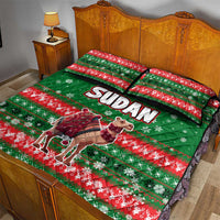 Sudan Christmas Quilt Bed Set with Green Red Xmas Camel Snowflake and Coat of Arms - Wonder Print Shop