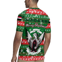Sudan Christmas Rugby Jersey with Green Red Xmas Camel Snowflake and Coat of Arms - Wonder Print Shop