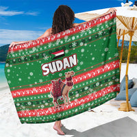 Sudan Christmas Sarong with Green Red Xmas Camel Snowflake and Coat of Arms - Wonder Print Shop