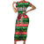 Sudan Christmas Short Sleeve Bodycon Dress with Green Red Xmas Camel Snowflake and Coat of Arms - Wonder Print Shop