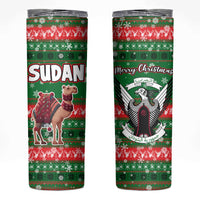 Sudan Christmas Skinny Tumbler with Green Red Xmas Camel Snowflake and Coat of Arms - Wonder Print Shop