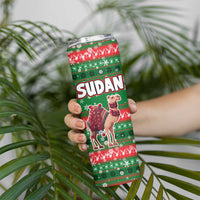Sudan Christmas Skinny Tumbler with Green Red Xmas Camel Snowflake and Coat of Arms - Wonder Print Shop