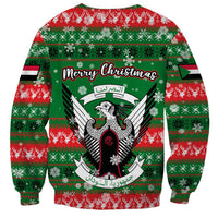 Sudan Christmas Sweatshirt with Green Red Xmas Camel Snowflake and Coat of Arms - Wonder Print Shop