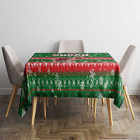 Sudan Christmas Tablecloth with Green Red Xmas Camel Snowflake and Coat of Arms - Wonder Print Shop