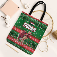 Sudan Christmas Tote Bag with Green Red Xmas Camel Snowflake and Coat of Arms - Wonder Print Shop