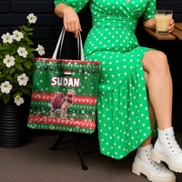 Sudan Christmas Tote Bag with Green Red Xmas Camel Snowflake and Coat of Arms - Wonder Print Shop