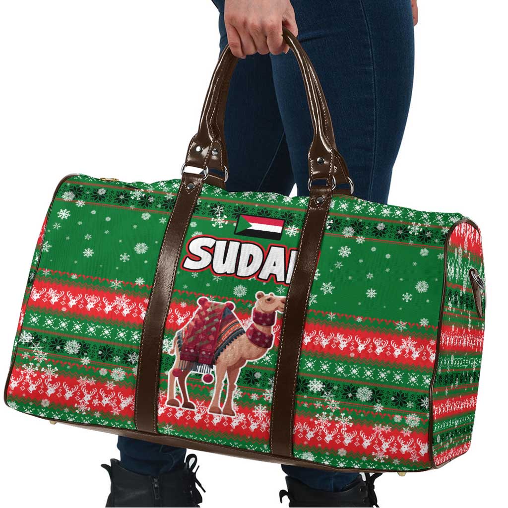 Sudan Christmas Travel Bag with Green Red Xmas Camel Snowflake and Coat of Arms - Wonder Print Shop