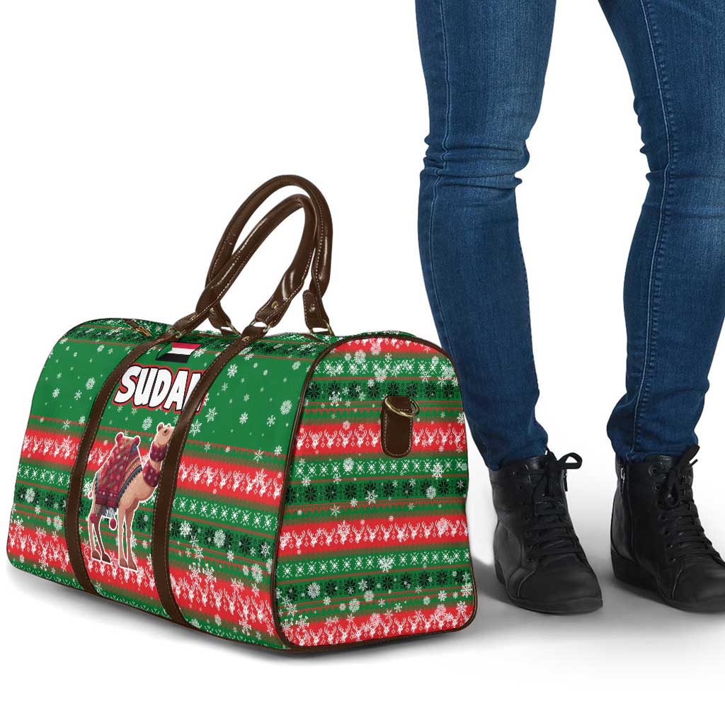 Sudan Christmas Travel Bag with Green Red Xmas Camel Snowflake and Coat of Arms - Wonder Print Shop