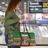 Sudan Christmas Travel Bag with Green Red Xmas Camel Snowflake and Coat of Arms - Wonder Print Shop