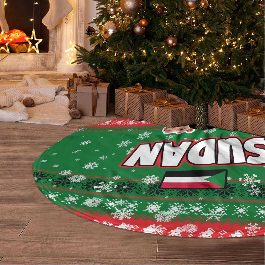 Sudan Christmas Tree Skirt with Green Red Xmas Camel Snowflake and Coat of Arms - Wonder Print Shop