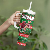 Sudan Christmas Tumbler With Handle with Green Red Xmas Camel Snowflake and Coat of Arms - Wonder Print Shop