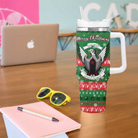 Sudan Christmas Tumbler With Handle with Green Red Xmas Camel Snowflake and Coat of Arms - Wonder Print Shop