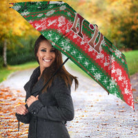 Sudan Christmas Umbrella with Green Red Xmas Camel Snowflake and Coat of Arms - Wonder Print Shop