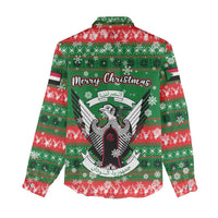 Sudan Christmas Women Casual Shirt with Green Red Xmas Camel Snowflake and Coat of Arms - Wonder Print Shop
