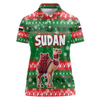 Sudan Christmas Women Polo Shirt with Green Red Xmas Camel Snowflake and Coat of Arms - Wonder Print Shop