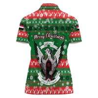 Sudan Christmas Women Polo Shirt with Green Red Xmas Camel Snowflake and Coat of Arms - Wonder Print Shop