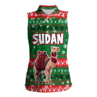 Sudan Christmas Women Sleeveless Polo Shirt with Green Red Xmas Camel Snowflake and Coat of Arms - Wonder Print Shop