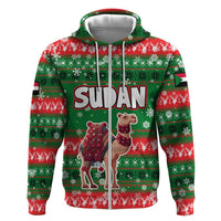 Sudan Christmas Zip Hoodie with Green Red Xmas Camel Snowflake and Coat of Arms - Wonder Print Shop