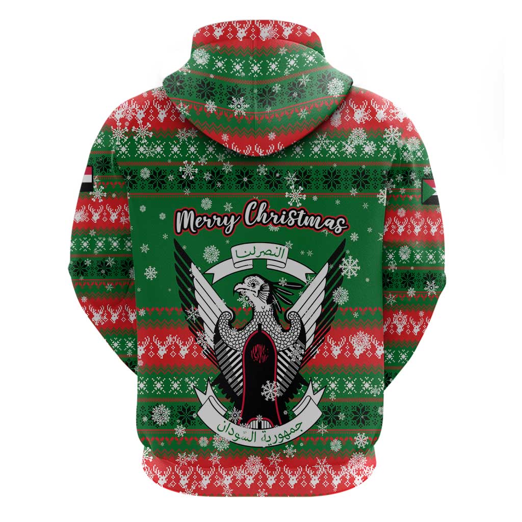 Sudan Christmas Zip Hoodie with Green Red Xmas Camel Snowflake and Coat of Arms - Wonder Print Shop