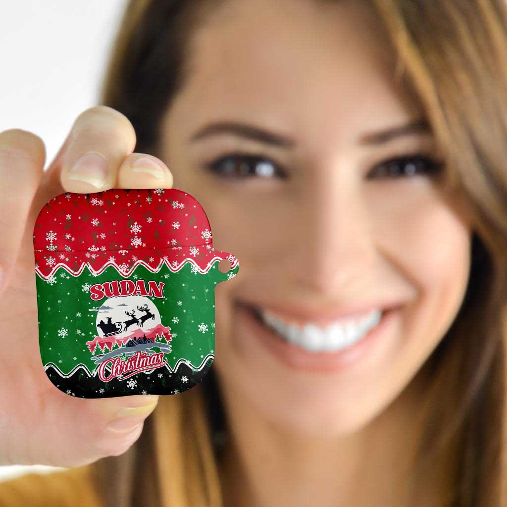 Sudan Christmas AirPods Case with Red Green Black Xmas Santa Sleigh and Map - Wonder Print Shop