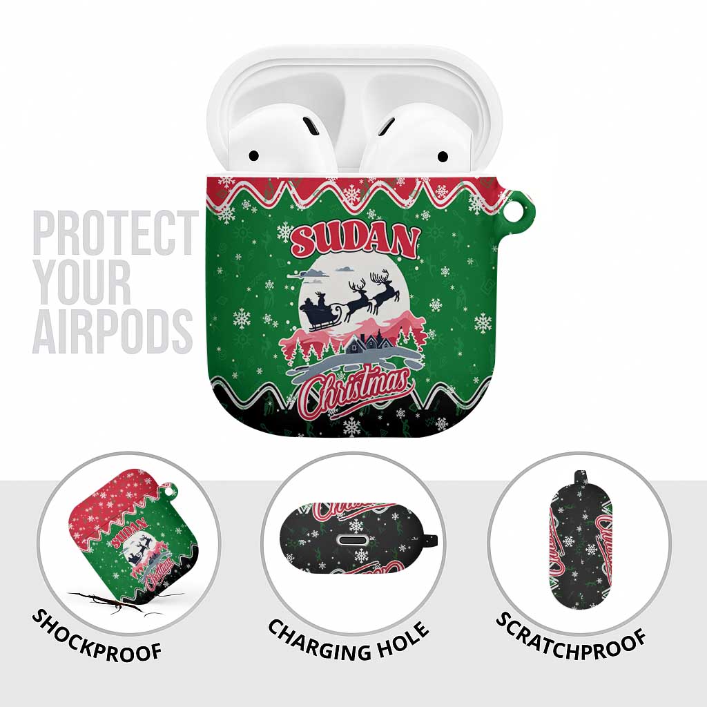 Sudan Christmas AirPods Case with Red Green Black Xmas Santa Sleigh and Map - Wonder Print Shop
