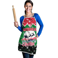 Sudan Christmas Apron with Red Green Black Xmas Santa Sleigh and Map - Wonder Print Shop