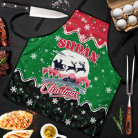 Sudan Christmas Apron with Red Green Black Xmas Santa Sleigh and Map - Wonder Print Shop