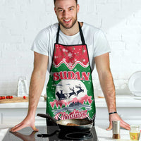 Sudan Christmas Apron with Red Green Black Xmas Santa Sleigh and Map - Wonder Print Shop