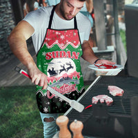Sudan Christmas Apron with Red Green Black Xmas Santa Sleigh and Map - Wonder Print Shop