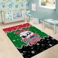 Sudan Christmas Area Rug with Red Green Black Xmas Santa Sleigh and Map - Wonder Print Shop