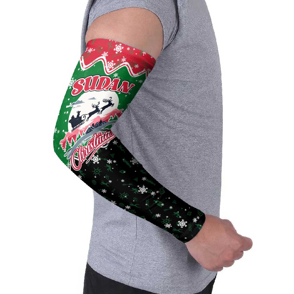 Sudan Christmas Arm Sleeves with Red Green Black Xmas Santa Sleigh and Map - Wonder Print Shop